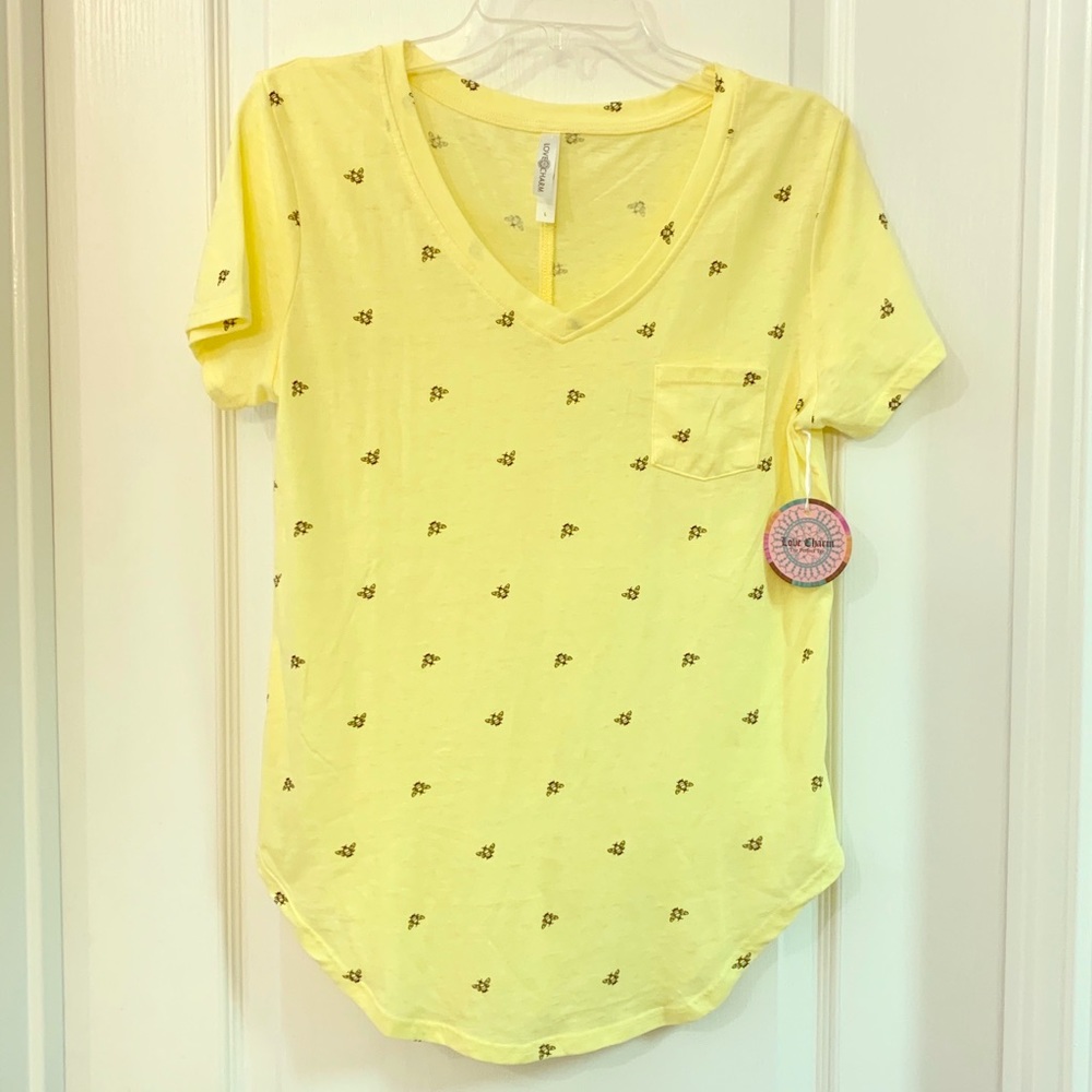 Love Charm bee print yellow women’s top